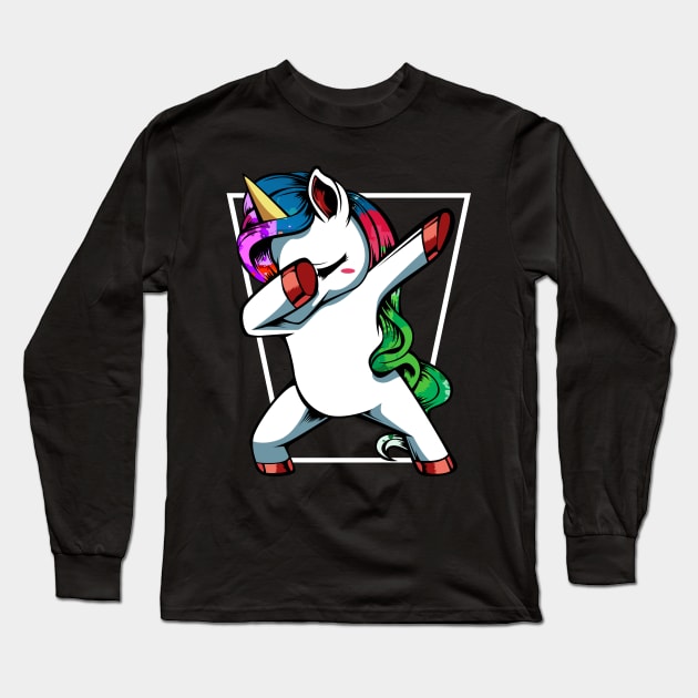 Unicorn - Dabbing Dab Funny Cute Long Sleeve T-Shirt by Lumio Gifts